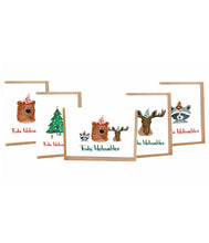 Laden Sie das Bild in den Galerie-Viewer, Weihnachtskarte | Frohe Weihnachten | 5er Set Tiere