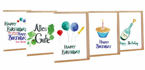 Geburtstagskarte | Happy Birthday | Alles Gute | 5er Set