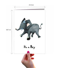Laden Sie das Bild in den Galerie-Viewer, Karte zur Geburt | Babyelefant Junge