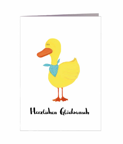 Karte zur Geburt | Baby Ente Herzlichen Glückwunsch