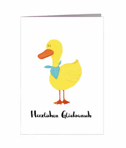 Karte zur Geburt | Baby Ente Herzlichen Glückwunsch
