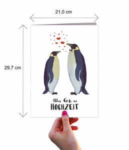 Hochzeitskarte | Alles Gute zur Hochzeit | Maxikarte DIN A4 | Pinguine