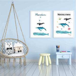 Kinderposter | Print | Kinderzimmerdeko | Meerestiere | DIN A4