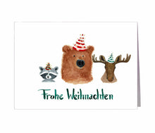 Laden Sie das Bild in den Galerie-Viewer, Weihnachtskarte | Frohe Weihnachten | 5er Set Tiere