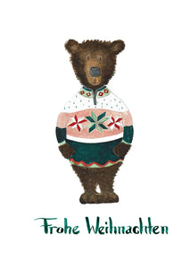 Weihnachtskarte | Frohe Weihnachten | 5er Set Bären